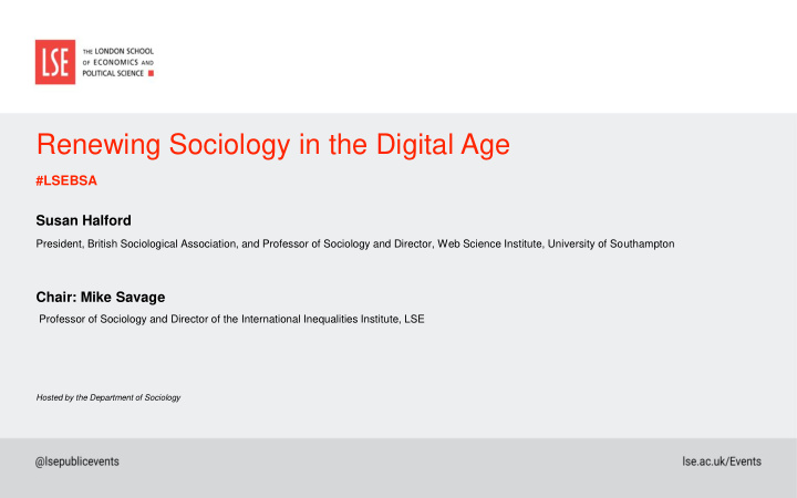 renewing sociology in the digital age