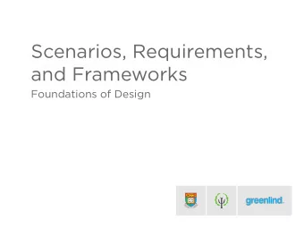 Scenarios, Requirements,  and Frameworks  Foundations of Design  Design  Deliver  Discover  1  5  7