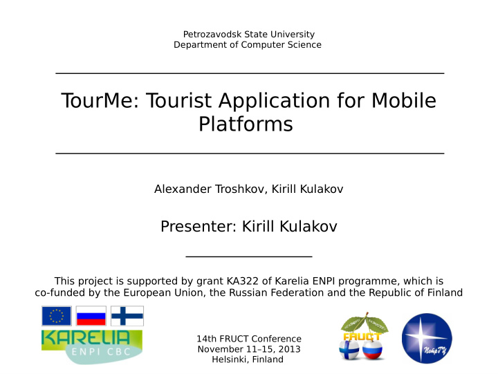 t ourme t ourist application for mobile platforms