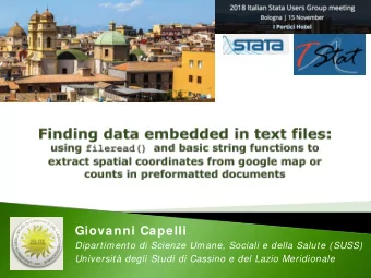 Giovanni Capelli  Dipartimento di Scienze Umane, Sociali e della Salute (SUSS)  Universit degli