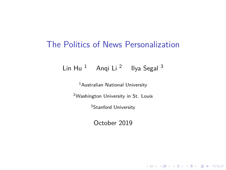 the politics of news personalization