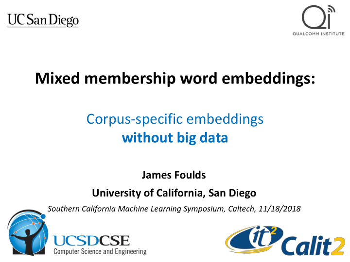 mixed membership word embeddings