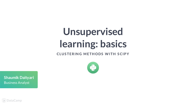 unsupervised learning basics