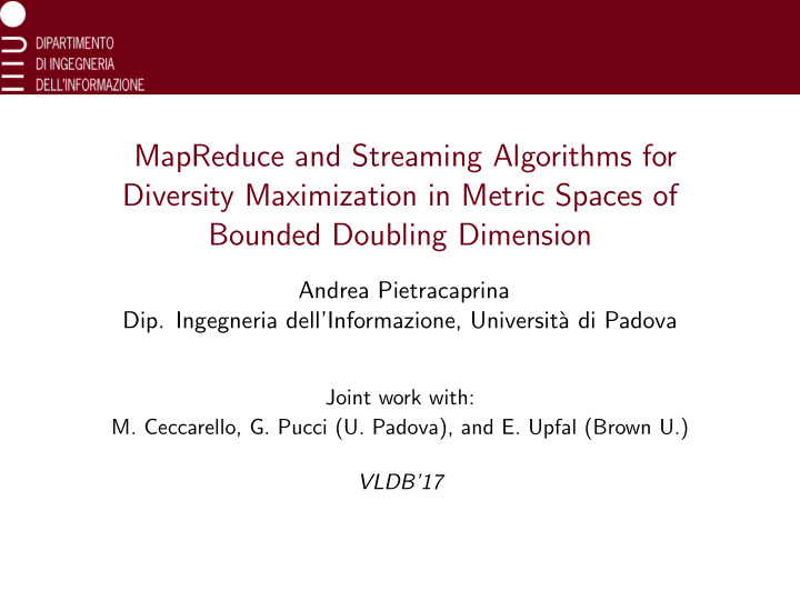 mapreduce and streaming algorithms for diversity