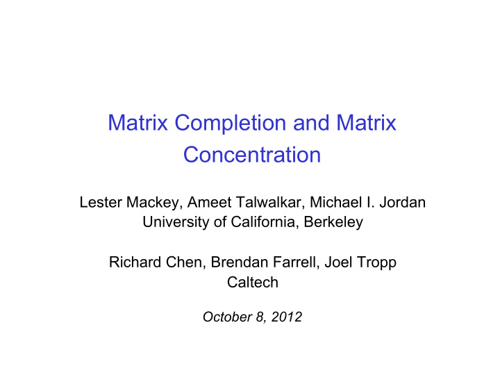 matrix completion and matrix