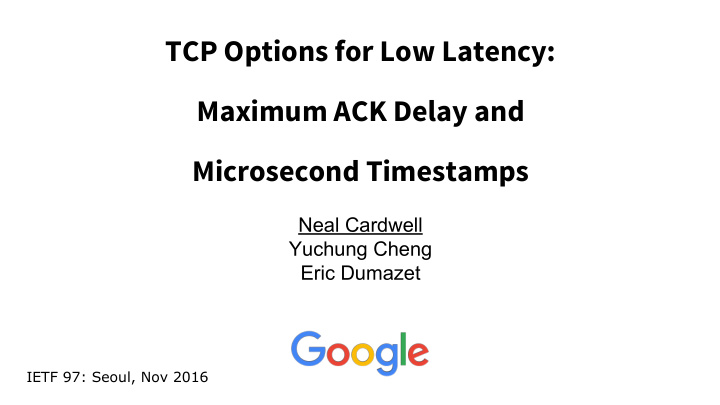 tcp options for low latency maximum ack delay and
