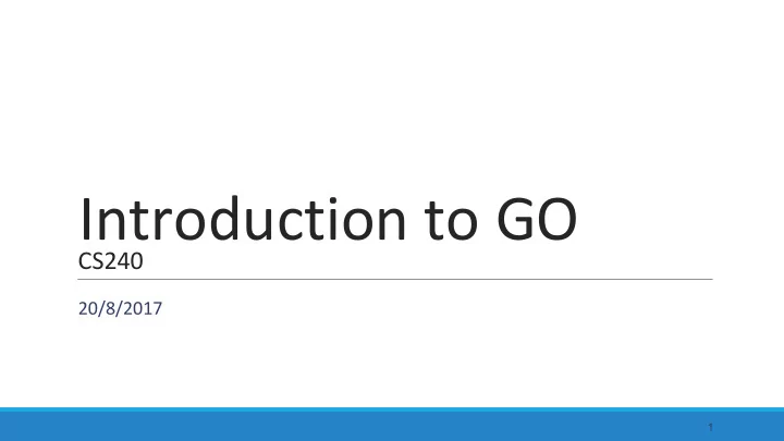 introduction to go