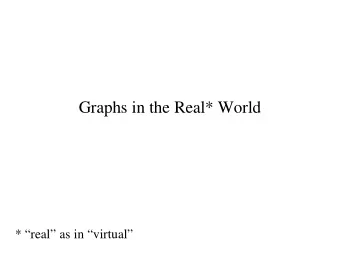 Graphs in the Real* World  * real as in virtual  Examples?   Already seen a few: