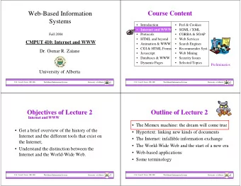 Web-Based Information  Course Content  Systems   Introduction   Perl &amp; Cookies