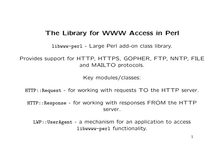 the library for access in perl