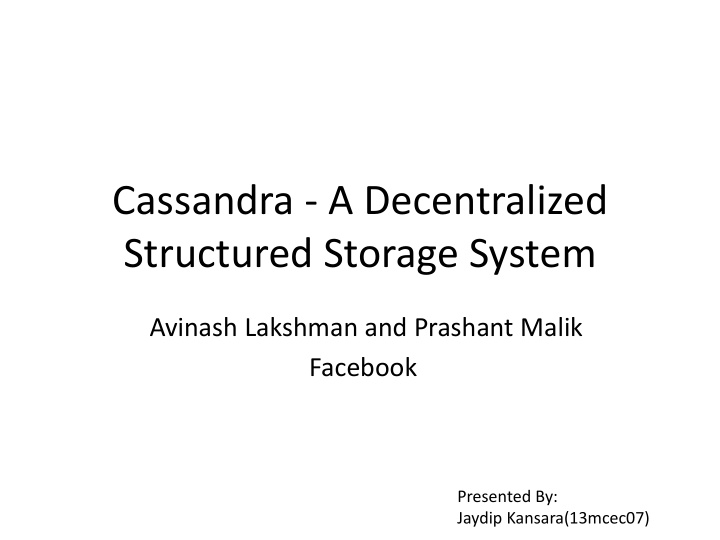 cassandra a decentralized structured storage system