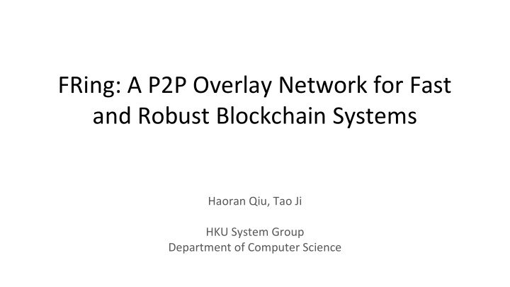 fring a p2p overlay network for fast and robust