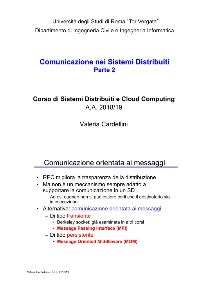 comunicazione nei sistemi distribuiti