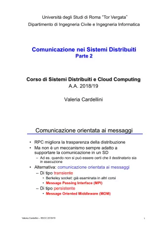Comunicazione nei Sistemi Distribuiti Parte 2  Corso di Sistemi Distribuiti e Cloud Computing  A.A.