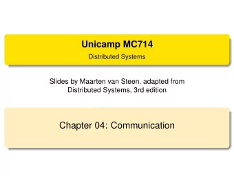 Unicamp MC714  Distributed Systems  Slides by Maarten van Steen, adapted from  Distributed Systems,