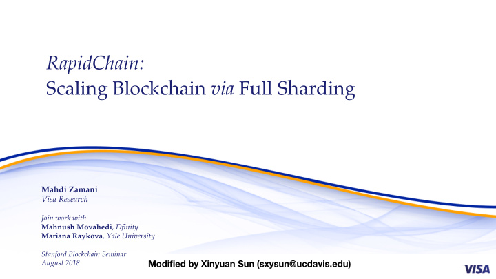 rapidchain scaling blockchain via full sharding