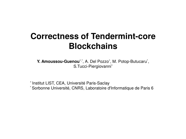 correctness of tendermint core blockchains