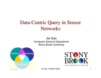Data-  -Centric Query in Sensor  Centric Query in Sensor  Data  Networks  Networks  Jie Gao
