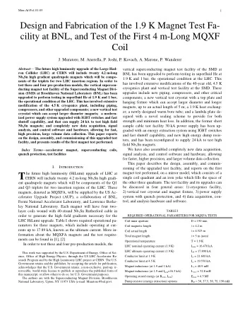 T  single coil quadrant and an iron yoke which fills the space of CERN will include twenty 4.2