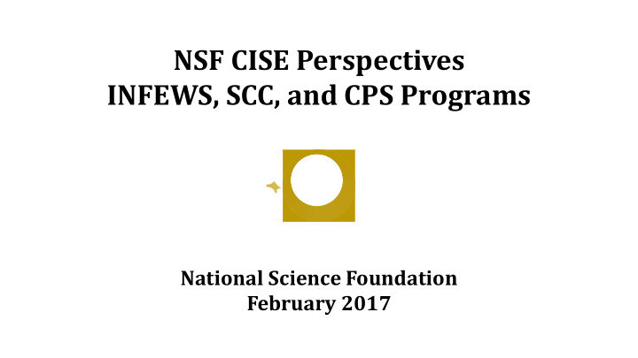 nsf cise perspectives infews scc and cps programs