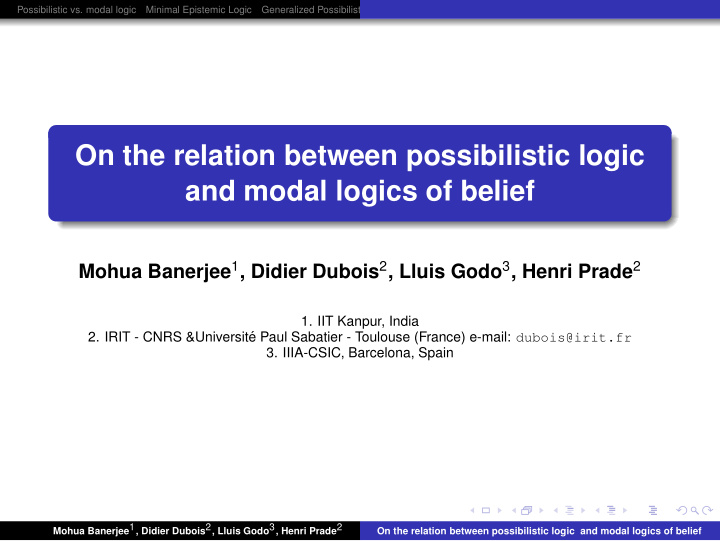 on the relation between possibilistic logic and modal