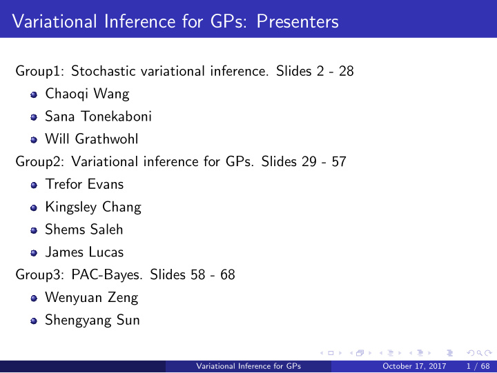 variational inference for gps presenters