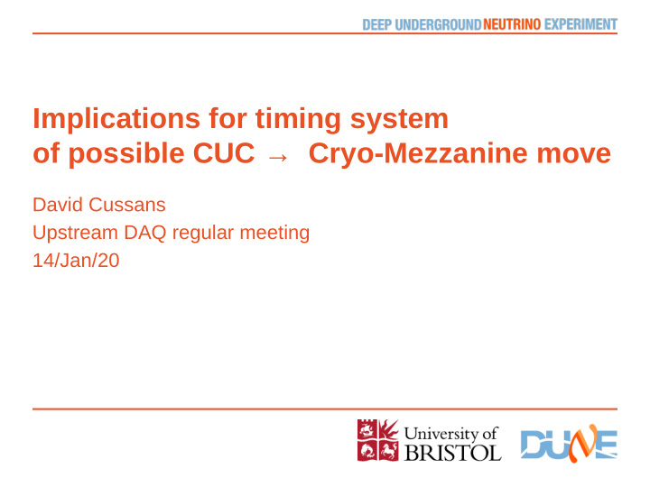 implications for timing system of possible cuc cryo