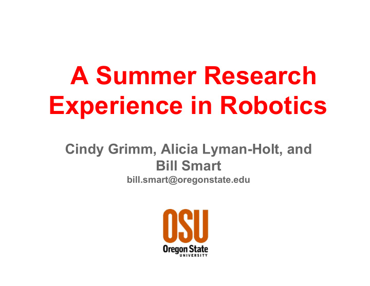a summer research experience in robotics