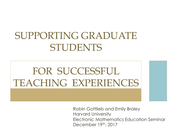 supporting graduate students for successful teaching