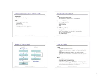 1  Syntactic Analysis (Parsing)  Bottom-Up Parsing: Shift-Reduce  Grammer  a + b + c  Impose
