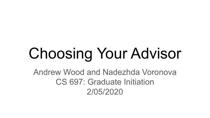 choosing your advisor