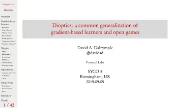 Dioptics: a common generalization of  Learners  Motivation  Simple Essence  gradient-based