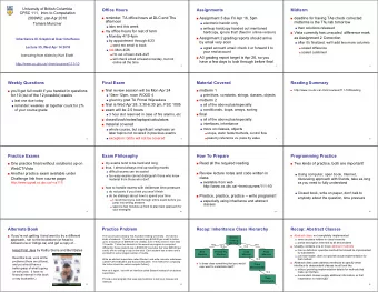Office Hours  Assignments  Midterm  CPSC 111,  Intro to Computation  2009W2: Jan-Apr 2010
