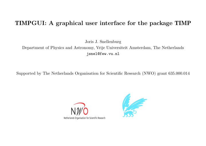 timp gui a graphical user interface for the package timp