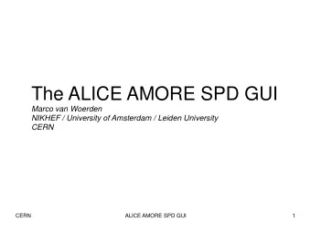 The ALICE AMORE SPD GUI  Marco van Woerden  NIKHEF / University of Amsterdam / Leiden University