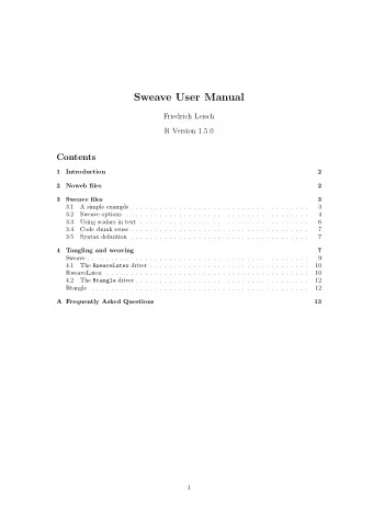 Sweave User Manual  Friedrich Leisch  R Version 1.5.0  Contents  1  Introduction  2  2  Noweb files