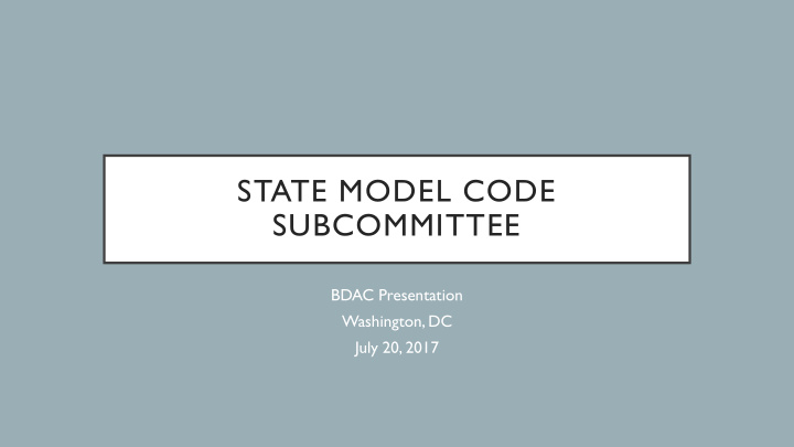 state model code subcommittee