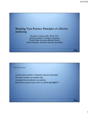 Branding Your Practice: Principles of effective  Branding Your Practice: Principles of effective