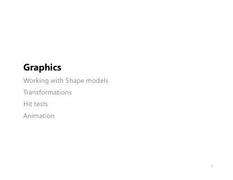 Graphics  Working with Shape models  Transformations  Hit tests  Animation  1  Graphic Models and