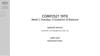 COMP2521 19T0  Week 7, Tuesday: A Question of Balance  Jashank Jeremy  jashank.jeremy@unsw.edu.au