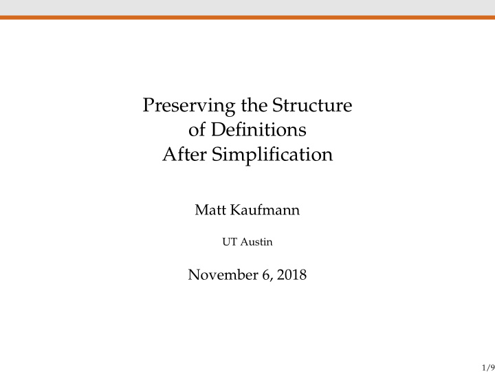 preserving the structure of definitions after