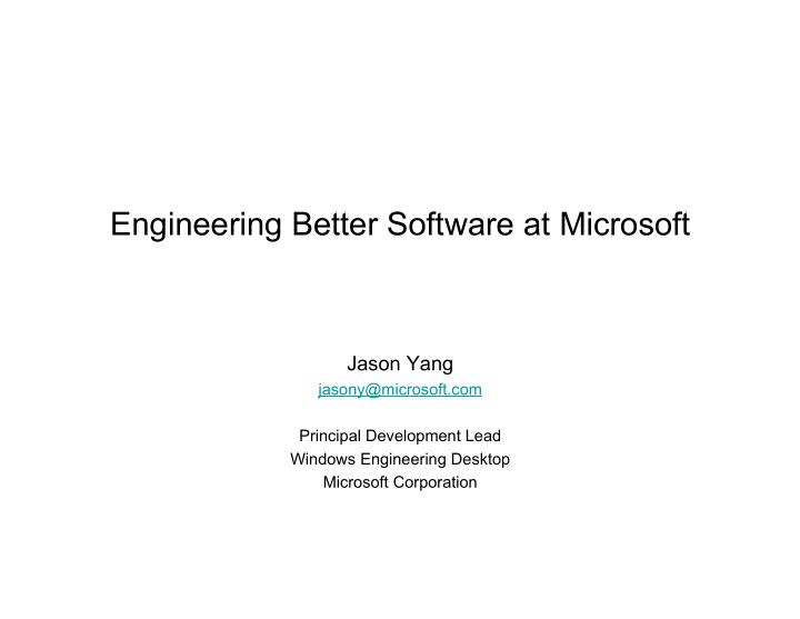 engineering better software at microsoft