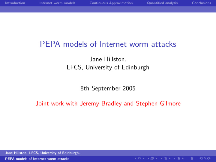 pepa models of internet worm attacks