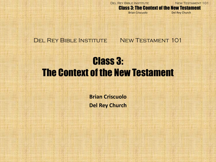 the context of the new testament