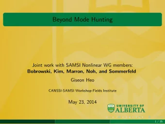 Beyond Mode Hunting  .  Joint work with SAMSI Nonlinear WG members:  Bobrowski, Kim, Marron, Noh,
