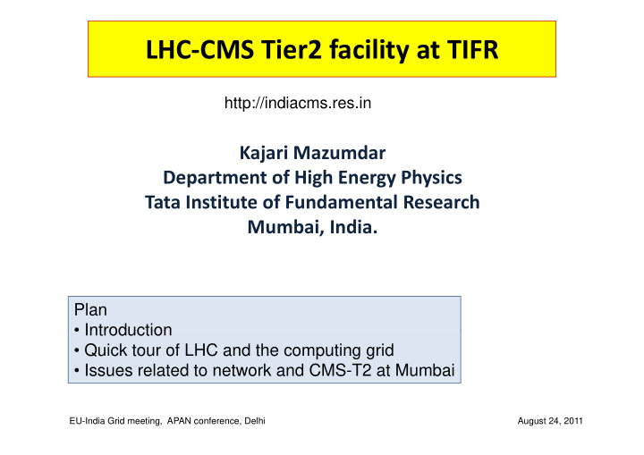 lhc cms tier2 facility at tifr