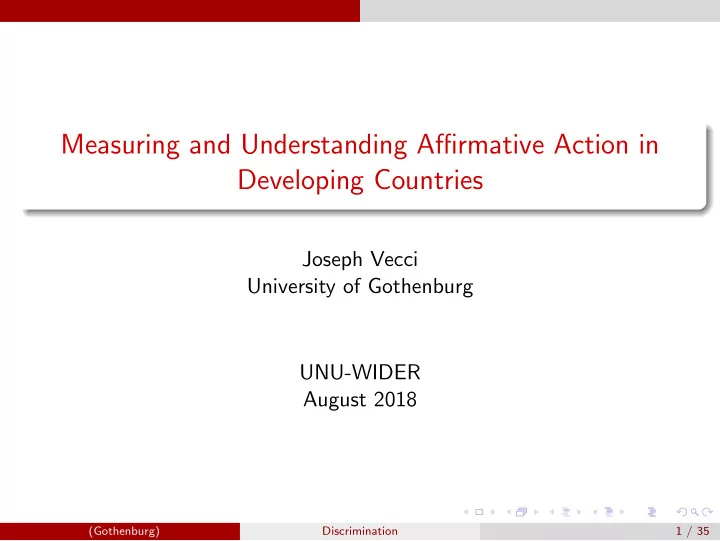 measuring and understanding affirmative action in