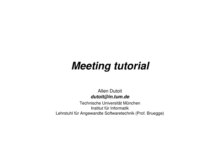 meeting tutorial