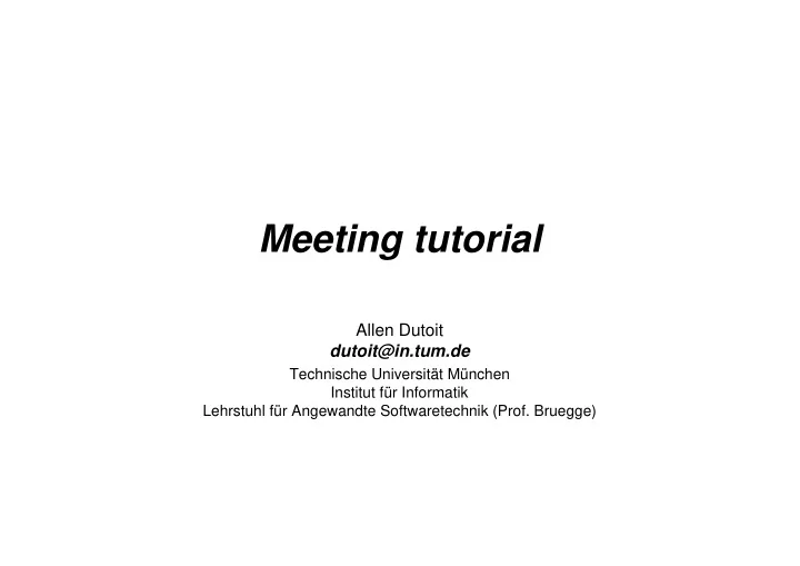 meeting tutorial