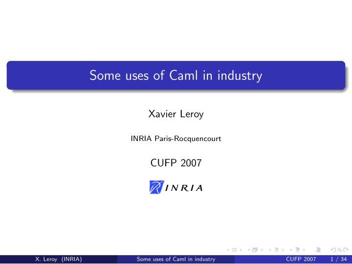 some uses of caml in industry